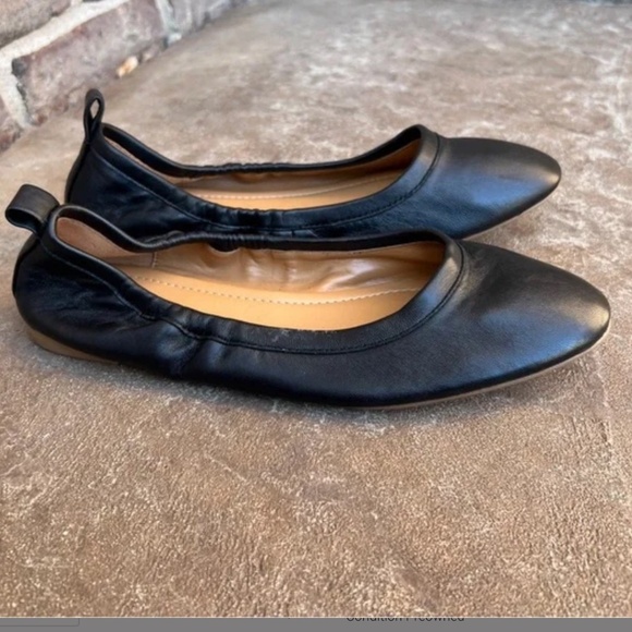 NWT!!! J Crew Lizzie Black Leather Ballet Flats Size 6.5 - Picture 2 of 9